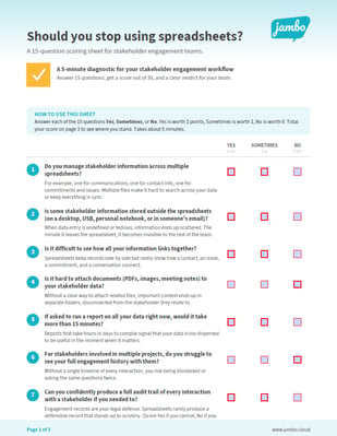 Checklist - stop using spreadsheets