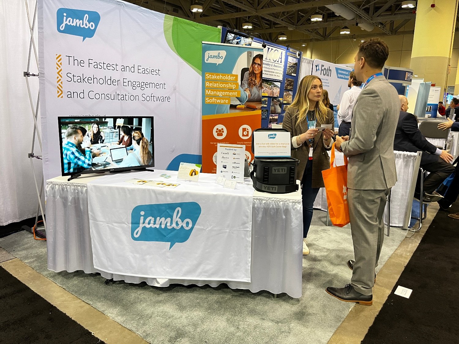Sarah at the Jambo trade show booth