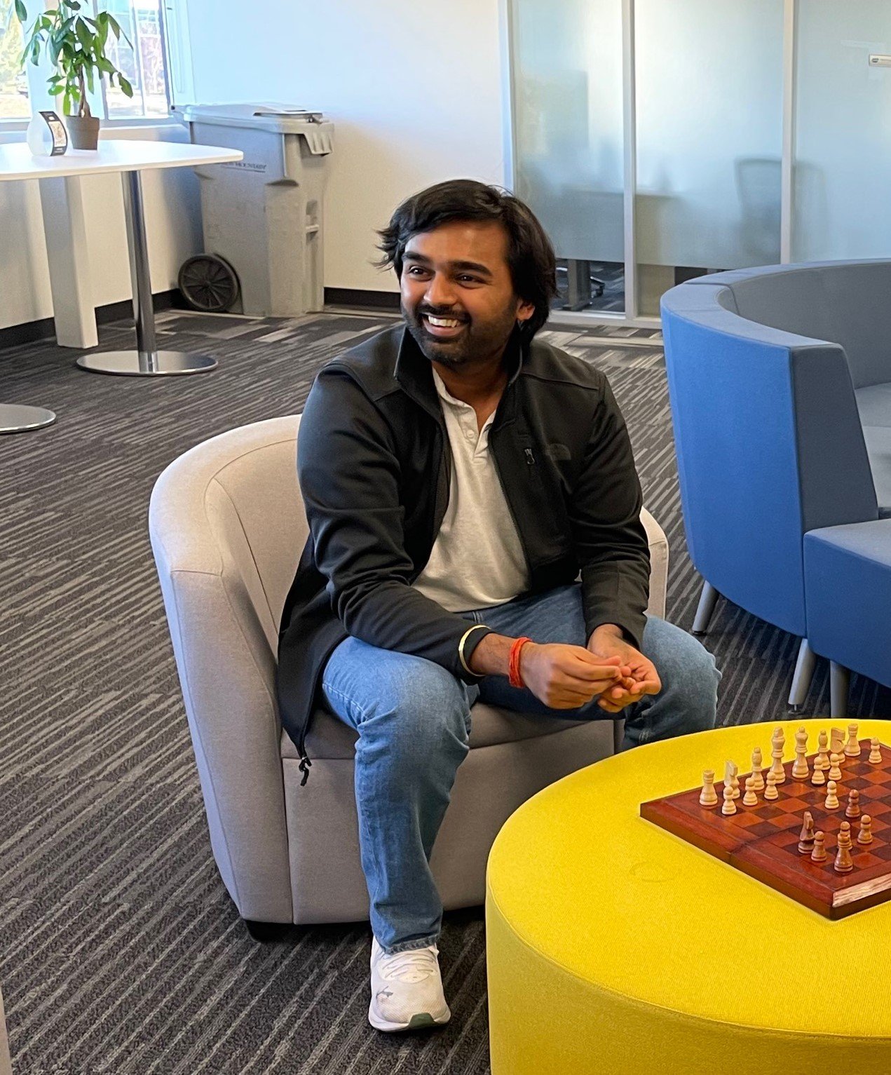 Nishant at the chess board