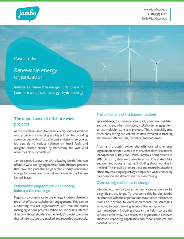 jambo srm case study for renewable energy