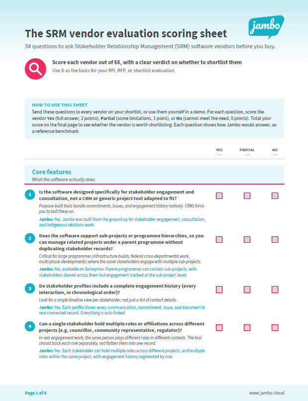 The SRM vendor evaluation scoring sheet
